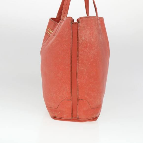 BURBERRY Tote Bag Leather Orange Auth ti965 - Picture 3 of 16